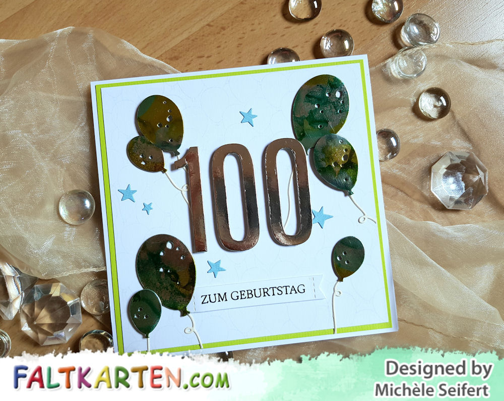 4enScrap - Ballons - Steckenpferdchen - Zahlen XL - Sternenzauber - Create A Smile - Balloons in the Sky - Geburtstagskarte - Birthdaycard - 100 Jahre - Alcohol Inks