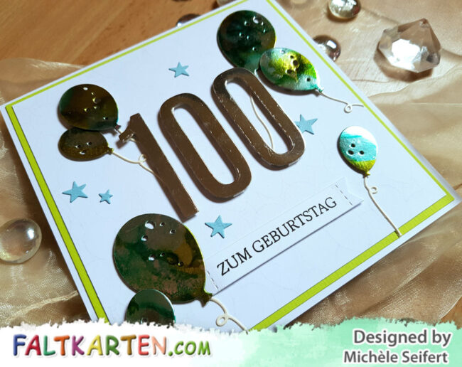 100 Luftballoons – Wasserzeichen 5 – 1000 4enScrap - Ballons - Steckenpferdchen - Zahlen XL - Sternenzauber - Create A Smile - Balloons in the Sky - Geburtstagskarte - Birthdaycard - 100 Jahre - Alcohol Inks