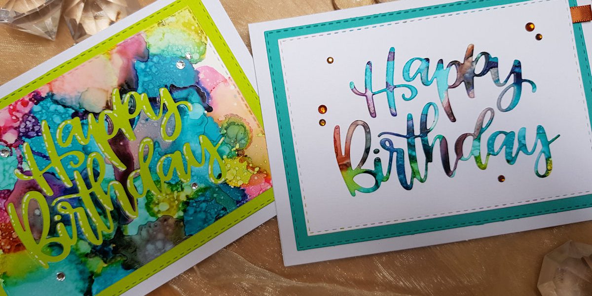 Alcohol Inks - MFT Birthday Script