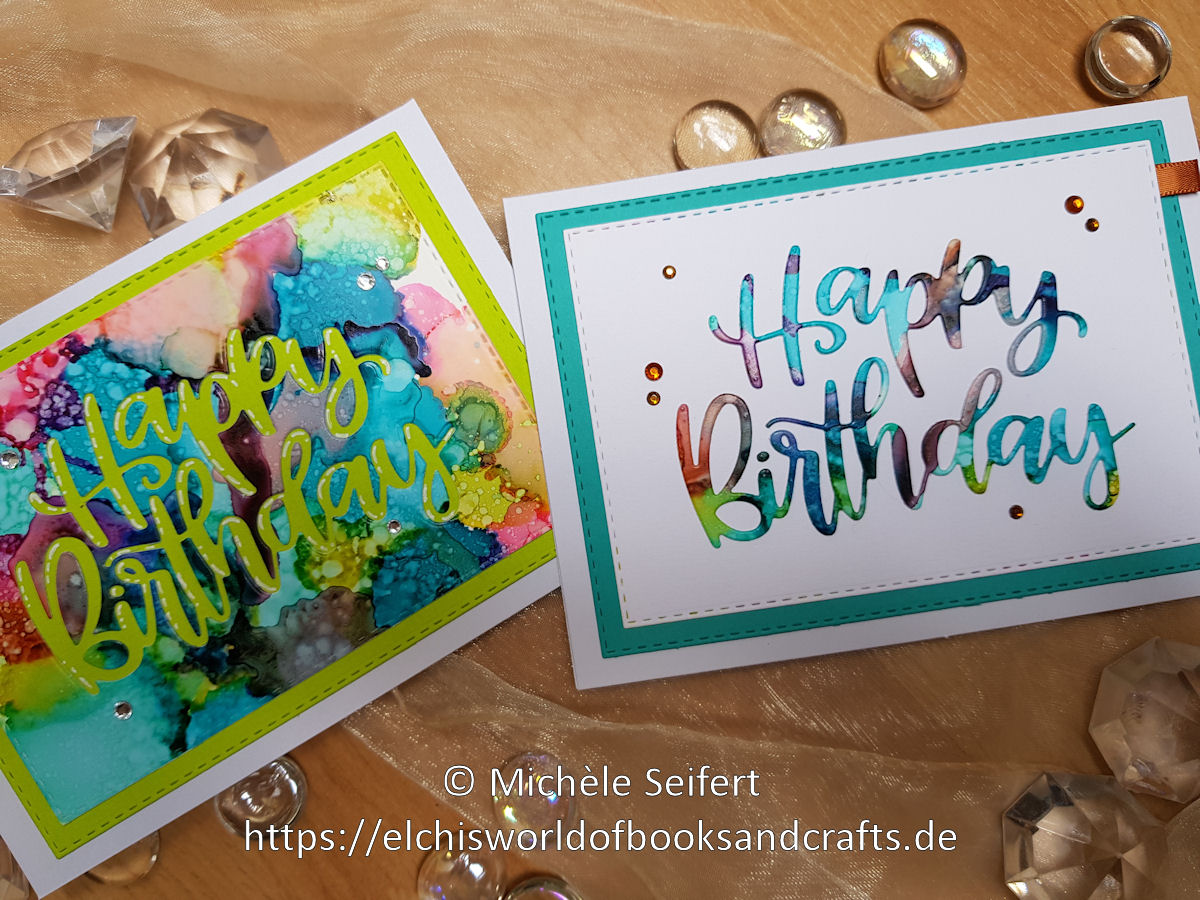 Alcohol Inks - MFT Birthday Script