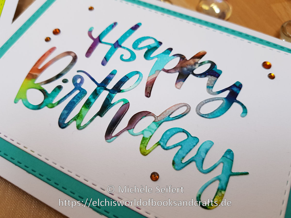 Alcohol Inks - MFT Birthday Script