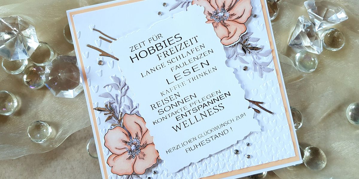 Altenew – Modern Anemone – Ruhestand – Wasserzeichen 1 – 1200 Altenew - Modern Anemone - 4enScrap - Branchages & feuilles - Stampin'Up! - Thinlits Alles Wunderbare - Prägefolder - Blütenregen - Blumen - Copics - Faltkarten.com - Ruhestand - Rente - Karte