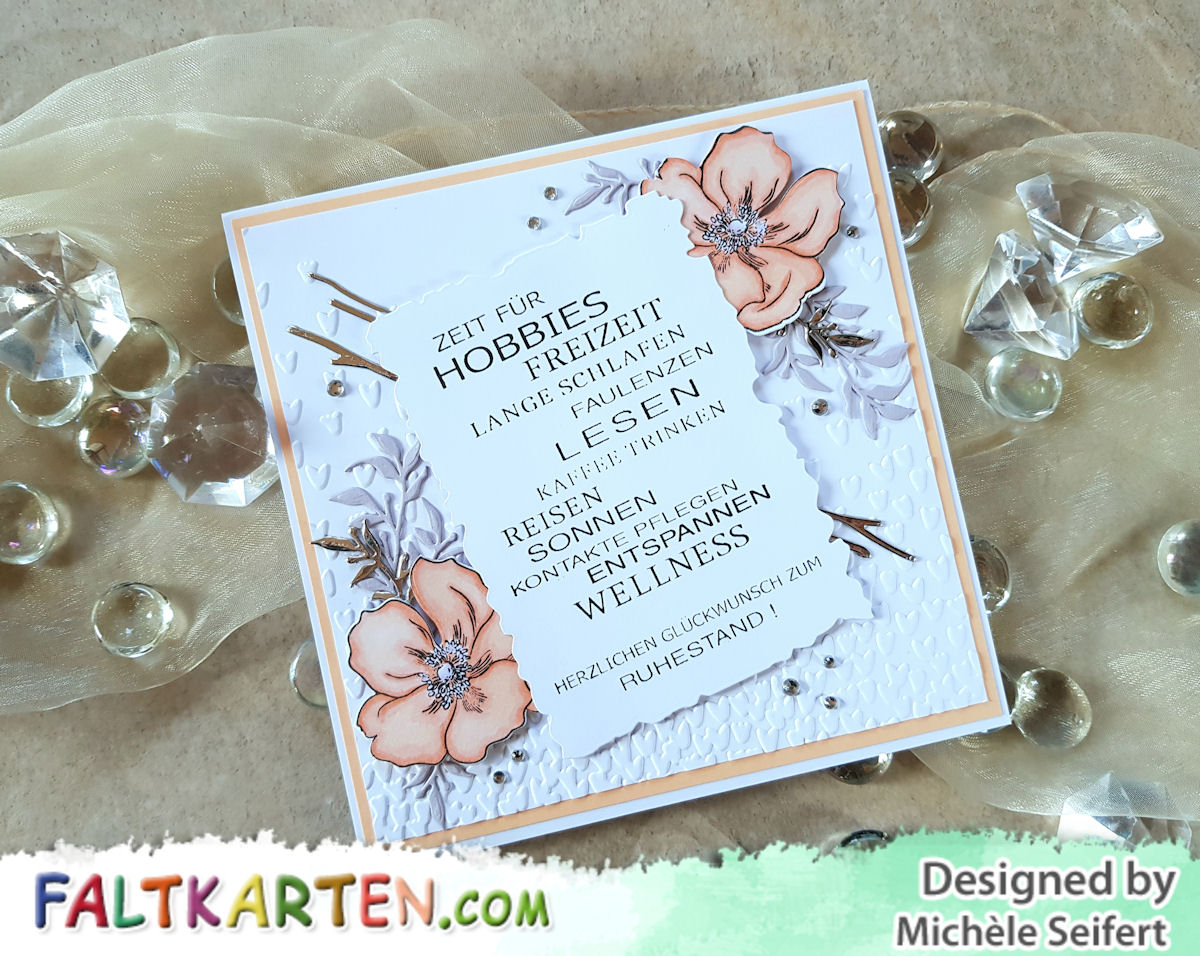 Altenew - Modern Anemone - 4enScrap - Branchages & feuilles - Stampin'Up! - Thinlits Alles Wunderbare - Prägefolder - Blütenregen - Blumen - Copics - Faltkarten.com - Ruhestand - Rente - Karte