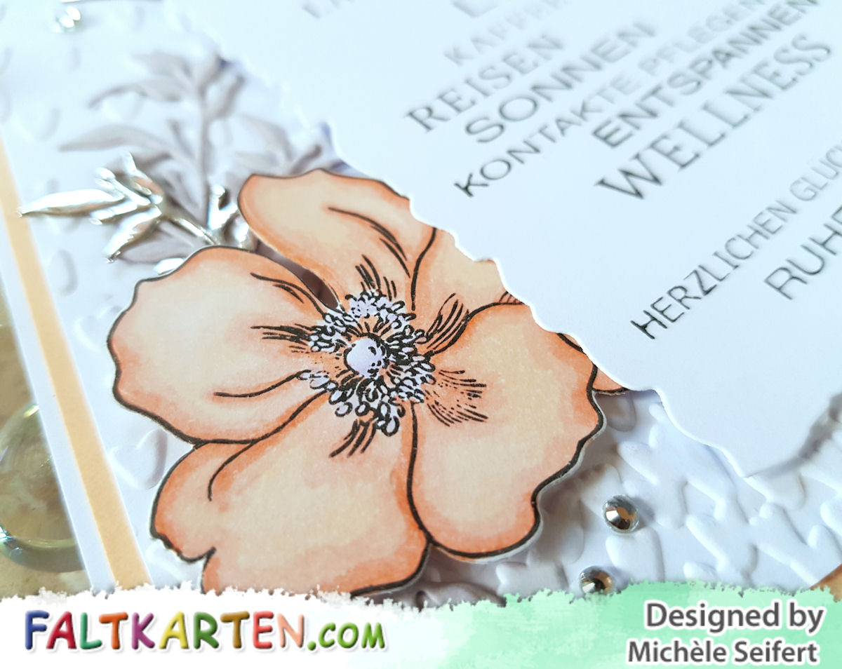 Altenew - Modern Anemone - 4enScrap - Branchages & feuilles - Stampin'Up! - Thinlits Alles Wunderbare - Prägefolder - Blütenregen - Blumen - Copics - Faltkarten.com - Ruhestand - Rente - Karte