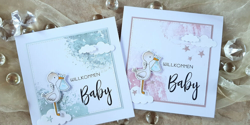 Babykarten Storch – Elchi 1 – 1000 My Favorite Things - MFT - Hello Little One - Mini Cloud Outlines - Babykarte - Baby Card