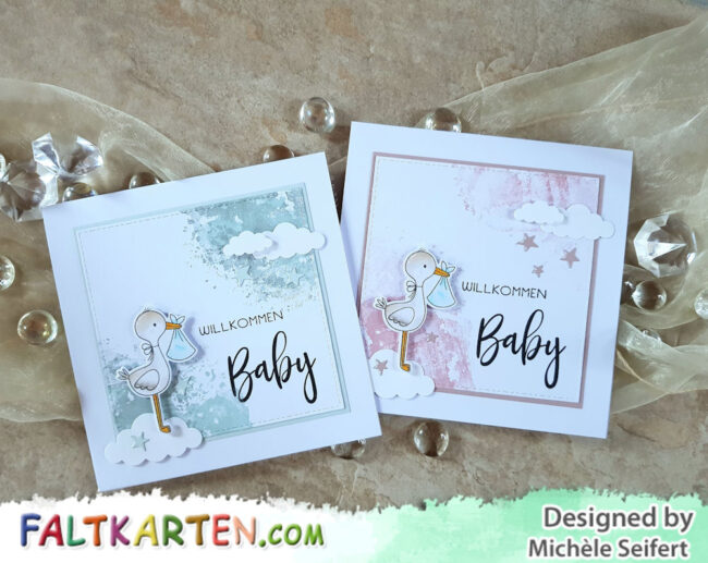 Babykarten Storch – Elchi 1 – 1000 My Favorite Things - MFT - Hello Little One - Mini Cloud Outlines - Babykarte - Baby Card