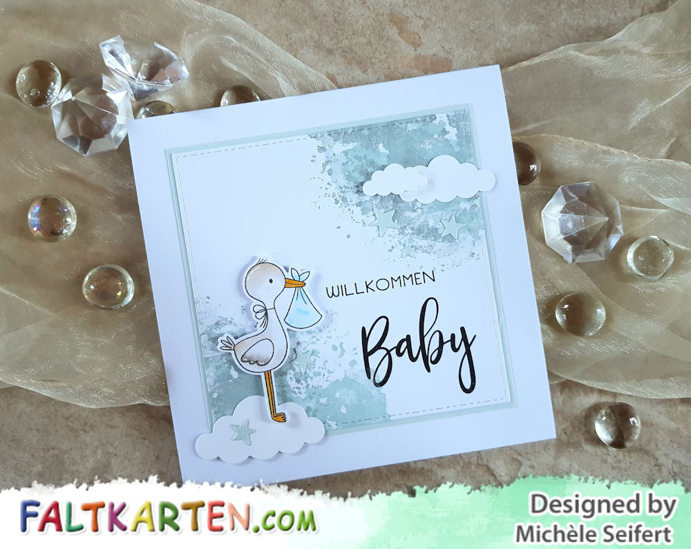 My Favorite Things - MFT - Hello Little One - Mini Cloud Outlines - Babykarte - Baby Card