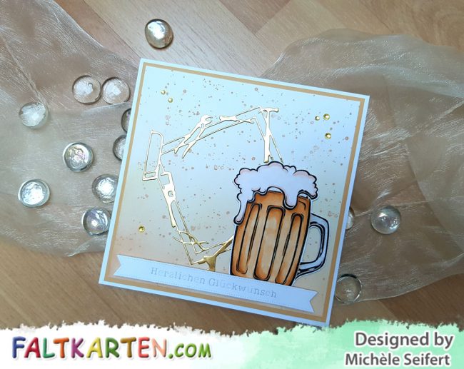 Bierkrug – Wasserzeichen 1 – 1200 Bierkarte - Männerkarte - Faltkarten.com - Memory Box - Workshop Frame - Werkzeug - Distress Oxide - Tea Dye - Antique Linen - Copics - Geburtstagskarte