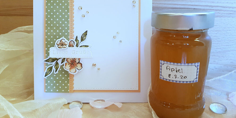 Bloghop – Flowerpower – Ländliche Blüten – Wasserzeichen 4 – 1000 Stampin' Up! - Frei wie ein Vogel - Comptoir du Scrap – Etiquettes modulables - Charlie und Paulchen – Banner Text - Blumengruß - Grußkarte