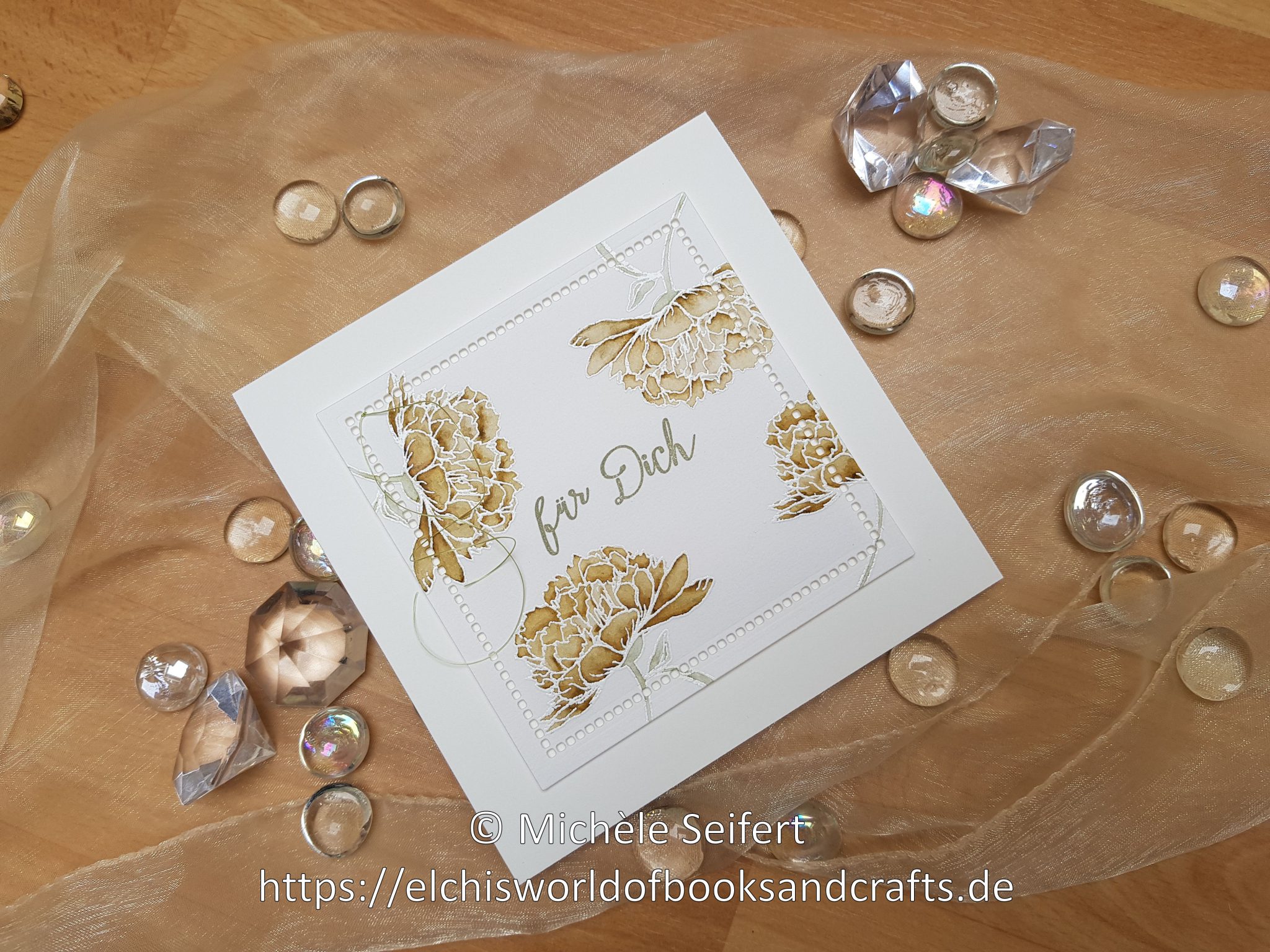 Creative Depot | Blumiger Geburtstag | beige | oliv | Wasserzeichen Creative Depot | Blumiger Geburtstag | Stempelset | Aquarell-Look | Zig Clean Color Real Brush Marker | Karte | Spellbinders | Hemstitch Squares