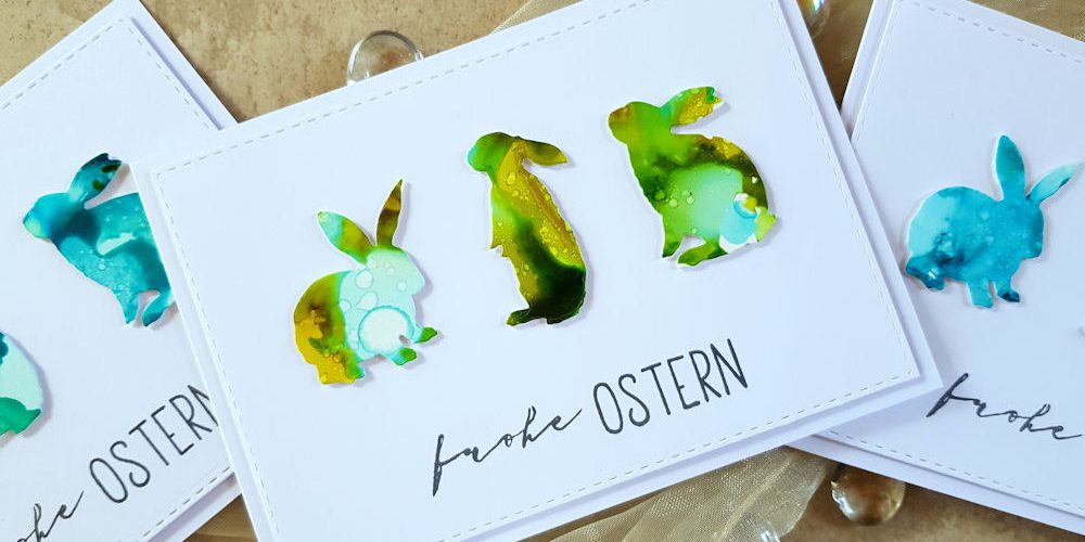 Creative Depot - Hasen Trio - Alcohol Inks - Osterkarten