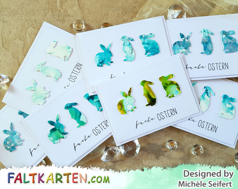 Creative Depot - Hasen Trio - Alcohol Inks - Osterkarten