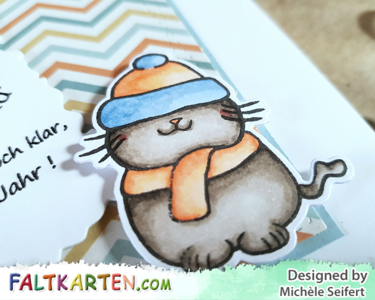 Faltkarten.com - Kuschlige Weihnachtsgrüße - Katze - Design-Papier - Happy Herbst - PP-Stamps - After Christmas Card - Copics - Neujahrsgrüße