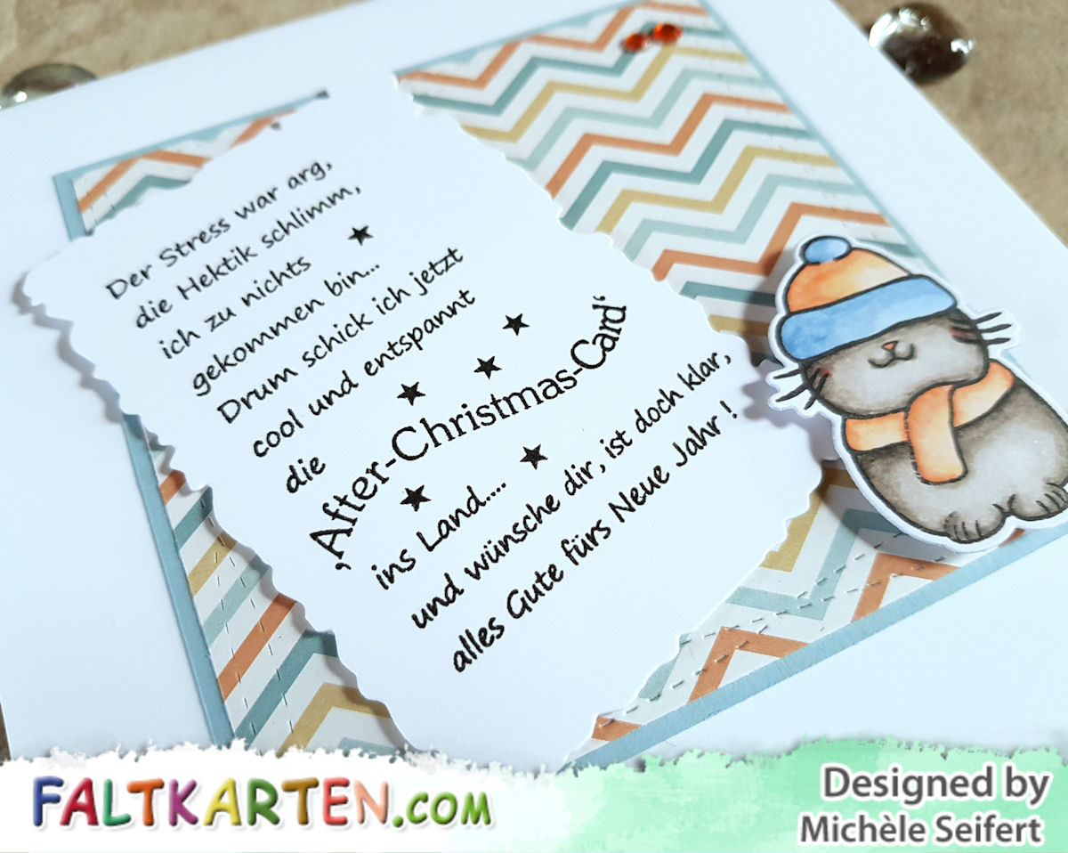 Faltkarten.com - Kuschlige Weihnachtsgrüße - Katze - Design-Papier - Happy Herbst - PP-Stamps - After Christmas Card - Copics - Neujahrsgrüße