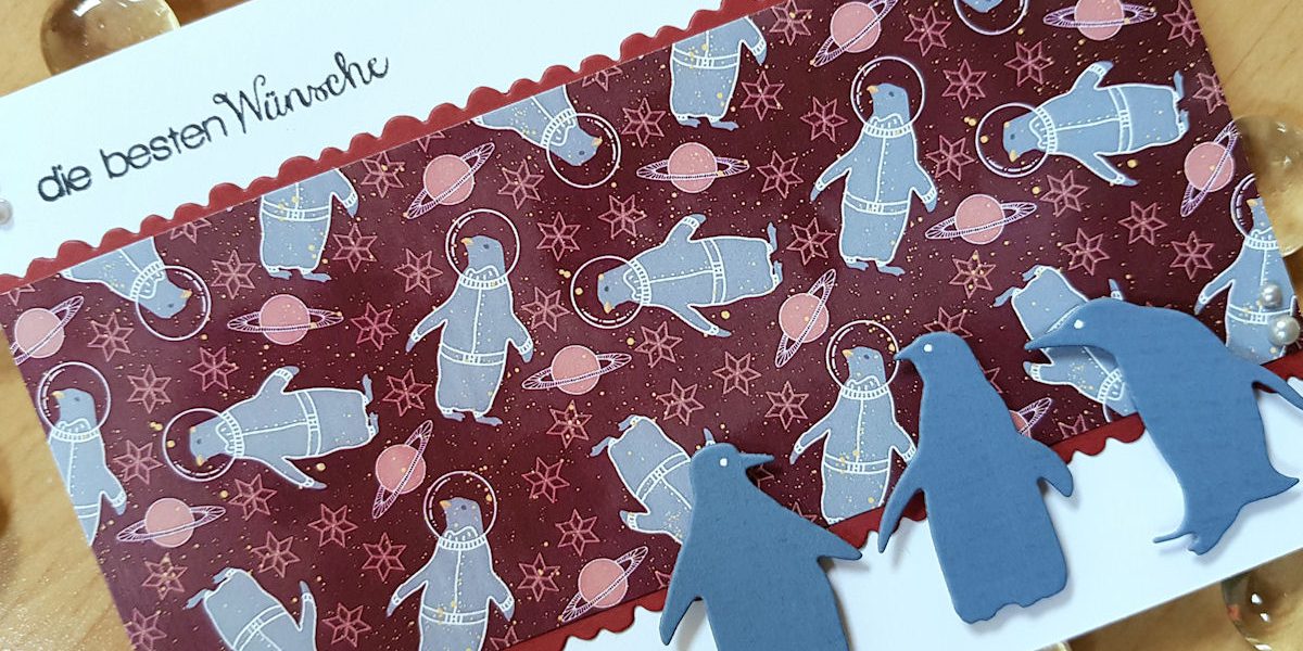 Faltkarten – Arctic Winter – Space Penguins – Wasserzeichen – 2 – 1200 Pixel Faltkarten - Arctic Winter - Memory Box - Playful Penguins - Create A Smile - Zu Weihnachten - Karte