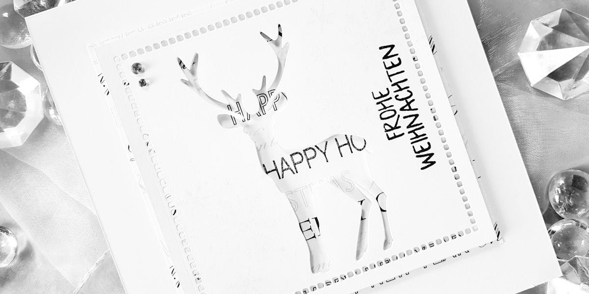 Faltkarten – Sizzix – Winter Wonderland – sw – Wasserzeichen 2 – 1200 Pixel Sizzix - Tim Holtz - Winter Wonderland - Design-Papier - Faltkarten.com - Hirsch - Creative Depot - Weihnachtskarte - Christmascard