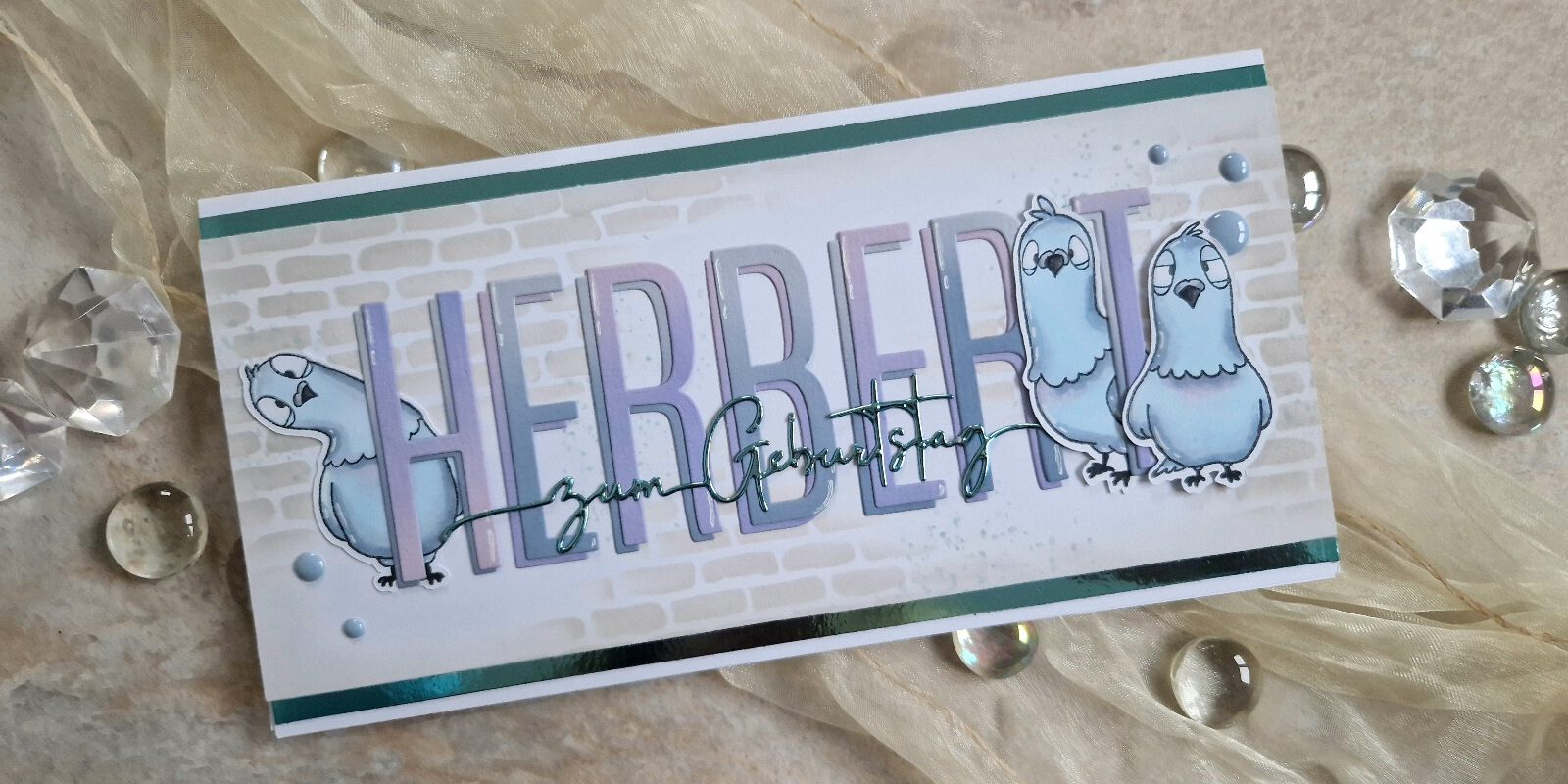 Geburtstagskarte – Gerda Steiner – Pigeons – Herbert – #1 – verkleinert