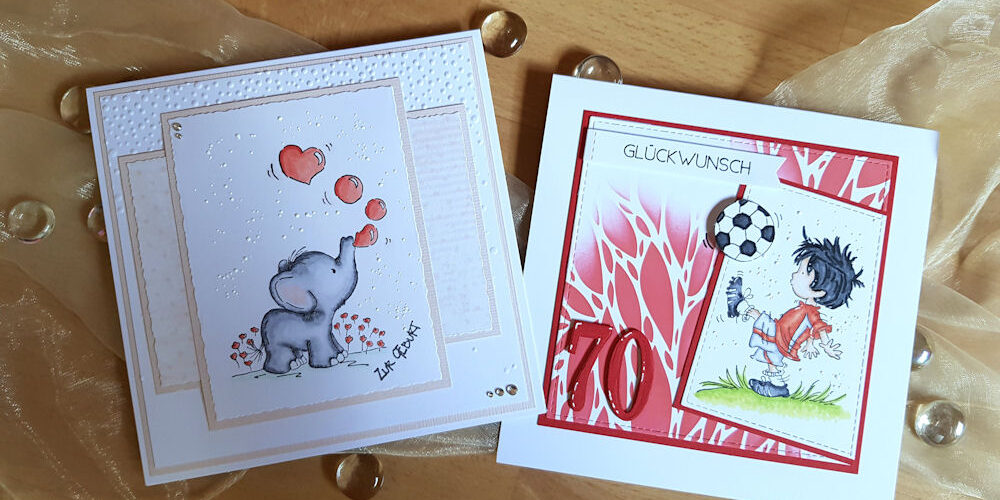 LOTV – Baby und Fussball – Wasserzeichen 1 – 1000 LOTV - Lili of the Valley - Blowing Bubbles - Super Striker - Babykarte - Babycard - Geburtstagskarte - Birthdaycard