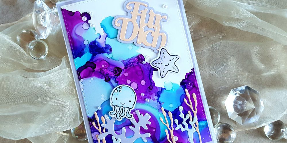 Lawn Fawn – So Jelly – Wasserzeichen 4 – 1000 Lawn Fawn - So Jelly - Alcohol Ink - Wild Plum - Amethyst - Cloudy Blue - Turquoise - Craft Emotions - Seaside - Coral - Tonic Studios - Für Dich - Copics - Faltkarten.com - Grusskarte