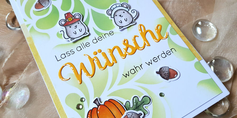 Lawn Fawn - Thankful Mice - MFT - Fall Friends - Karten-Kunst - Riesige beste Wünsche - Grusskarte