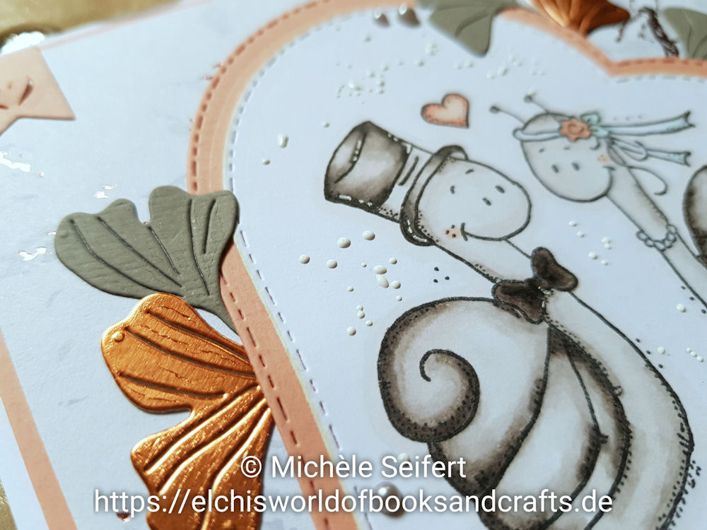 AEH Design - Lelo Design - Hochzeitsschnecken - Brautpaar - 4enScrap - Feuilles de Ginko - Copics - Hochzeitskarte - Weddingcard