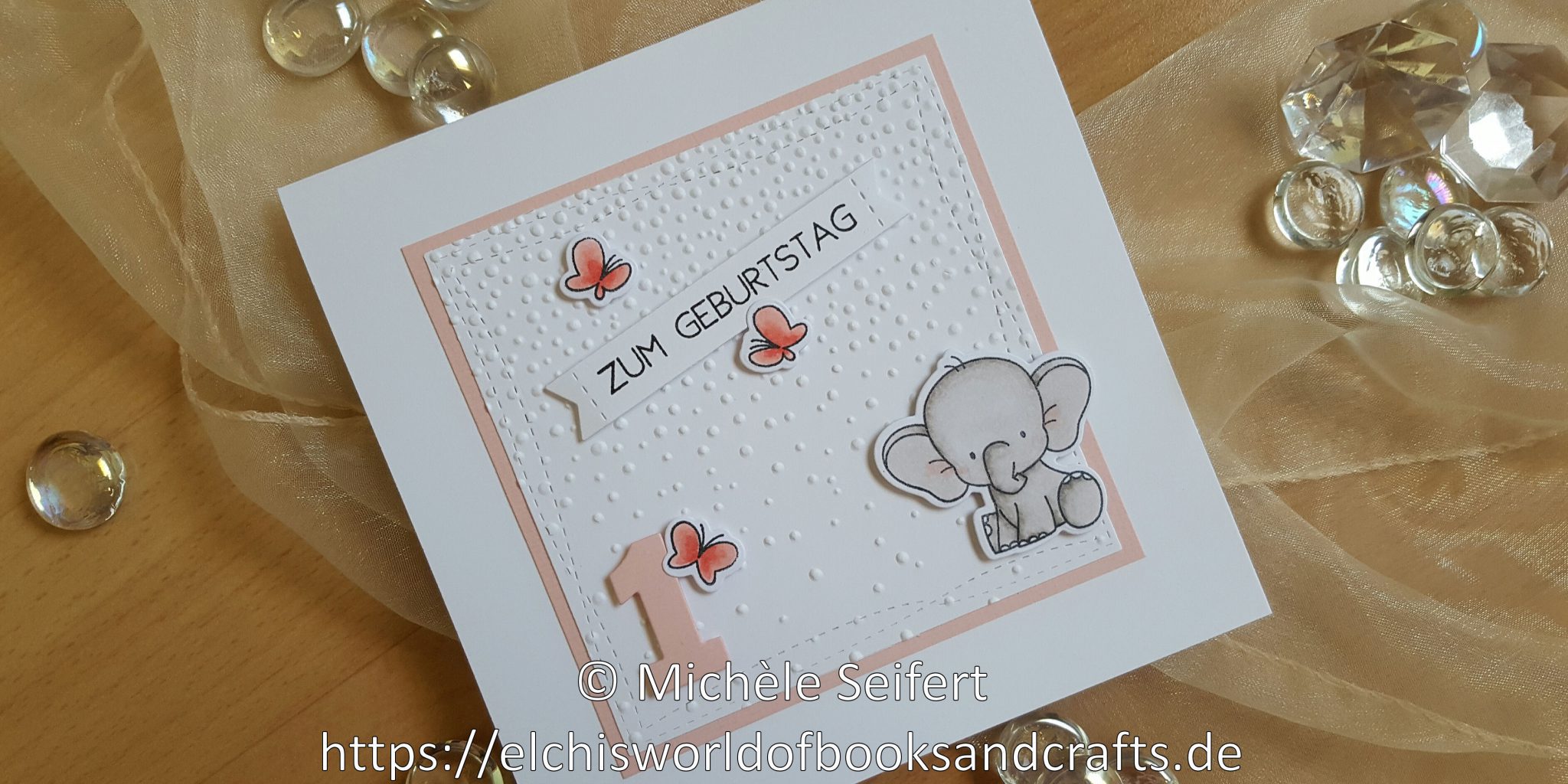 MFT – Adorable Elephant – Erster Geburtstag – Mädchen rosa – Wasserzeichen