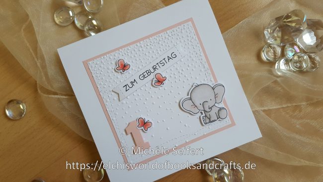 MFT – Adorable Elephant – Erster Geburtstag – Mädchen rosa – Wasserzeichen
