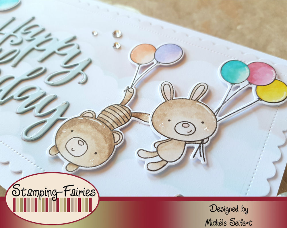 My Favorite Things - MFT - Balloon Besties - Slimline Card - Die-Namics - Happy Birthday Script - Geburtstagskarte - Birthday Card