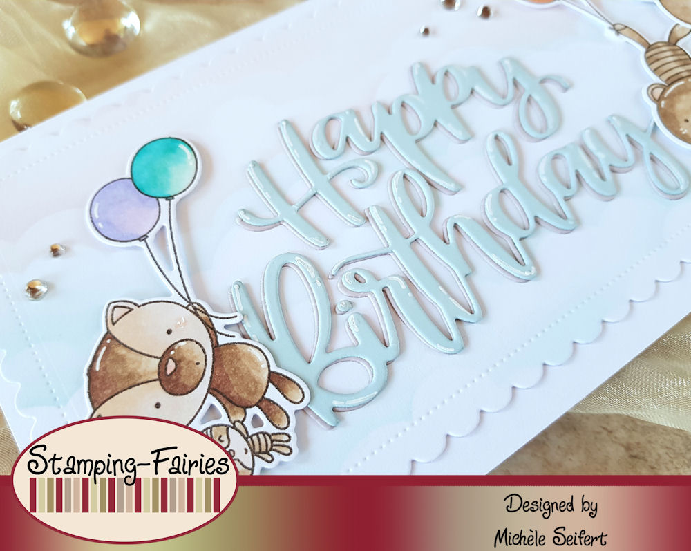 My Favorite Things - MFT - Balloon Besties - Slimline Card - Die-Namics - Happy Birthday Script - Geburtstagskarte - Birthday Card