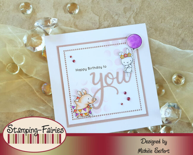 MFT – Birthday Buds – Wasserzeichn 1 – 1000 MFT - My Favorite Things - Birthday Buds - Wonky Dots Stencil - Pinkfresh Studio - You - Geburtstagskarte - Birthdaycard