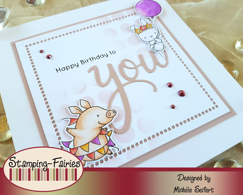 MFT - My Favorite Things - Birthday Buds - Wonky Dots Stencil - Pinkfresh Studio - You - Geburtstagskarte - Birthdaycard