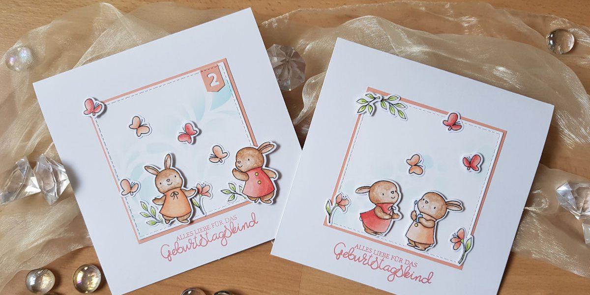 MFT – Bubble over with Joy – Hasen 2 Jahre – 1 – Wasserzeichen – 1200 Pixel MFT - Bubble over with Joy - Adorable Elephants - Tweet Friends - Creative Depot - Geschwungene Grüße - Klassisch - Altenew - Flowing Drops - Craft Emotions - Water Bellen - Distress Oxide - Kartino Cardstock - Copics - Geburtstagskarte - Mädchen - 2ter Geburtstag