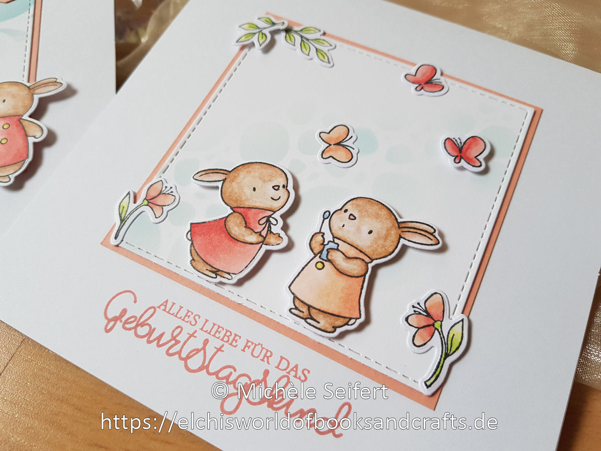 MFT - Bubble over with Joy - Adorable Elephants - Tweet Friends - Creative Depot - Geschwungene Grüße - Klassisch - Altenew - Flowing Drops - Craft Emotions - Water Bellen - Distress Oxide - Kartino Cardstock - Copics - Geburtstagskarte - Mädchen - 2ter Geburtstag