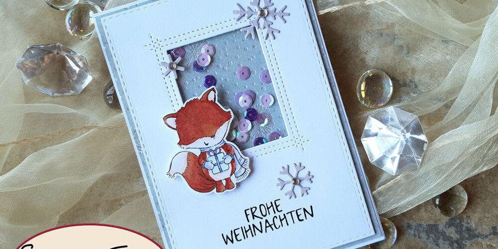 MFT – Christmas Cheer – Fuchs – Elchi 1 – 1000 MFT - My Favorite Things - Christmas Cheer - Die-Namics - Sweet Snowflakes - Rectangle PeekA-Boo Window - Schüttelkarte - Shaker Card - Weihnachtskarte - Christmas Card