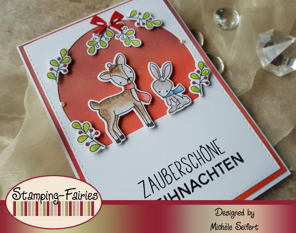 MFT - My Favorite Things - Dashing Deer - Distress Oxide - crackling campfire - festive berries - aged mahogany - Weihnachtskarte - christmas card