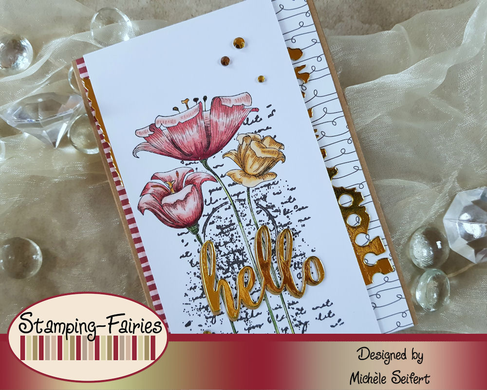 My Favorite Things - MFT - Fine Lined Floral - 4enScrap - Fonds Texte - Die-Namics - Hello - Grusskarte