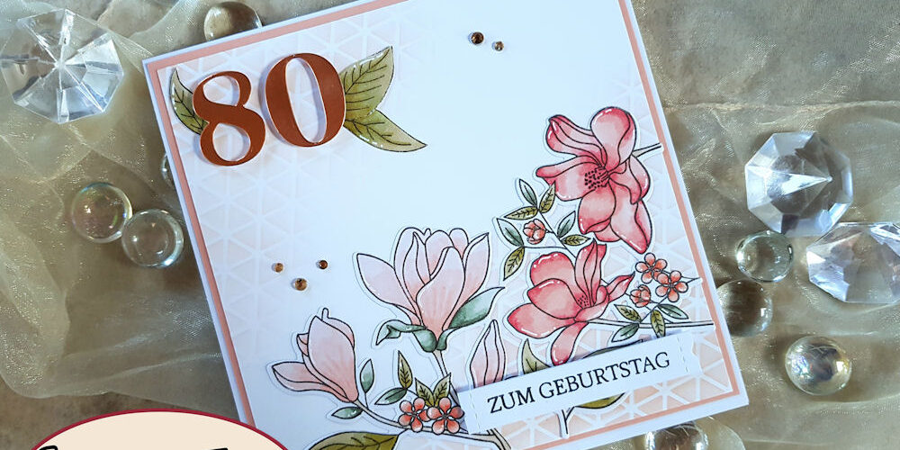 MFT – Floral Focus – 80 rot – Elchi 1 – 1000 My Favorite Things - MFT - Floral Focus - Geometric Grid - Rayher Zahlen groß - Geburtstagskarte - Birthday Card