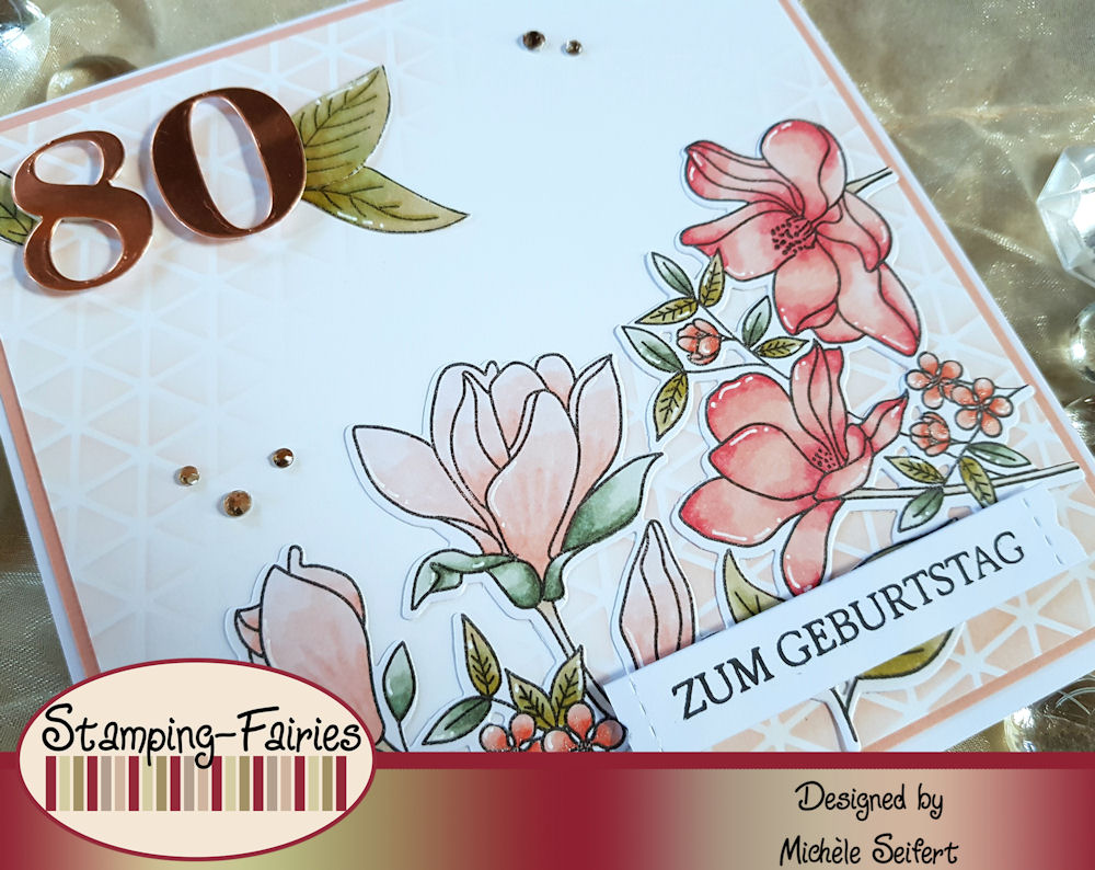 My Favorite Things - MFT - Floral Focus - Geometric Grid - Rayher Zahlen groß - Geburtstagskarte - Birthday Card
