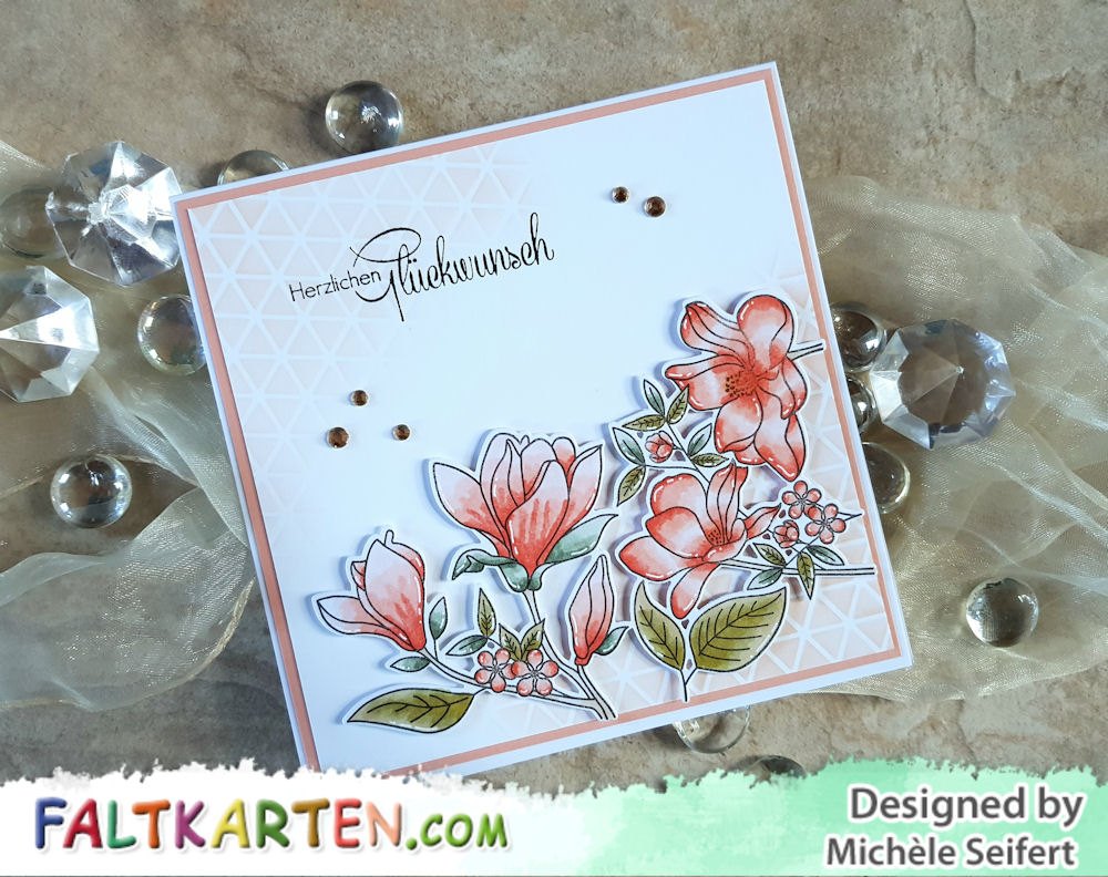 My Favorite Things - MFT - Floral Focus - coral red - Beemybear - Herzlichen Glückwunsch - Geburtstagskarte - Birthday Card