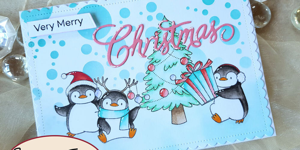 MFT – Holiday Penguins 2020 – Elchi 1 – 1000 MFT - My Favorite Things - Holiday Penguins - Whimsy Stamps - Christmas Word - Weihnachtskarte - Christmas Card