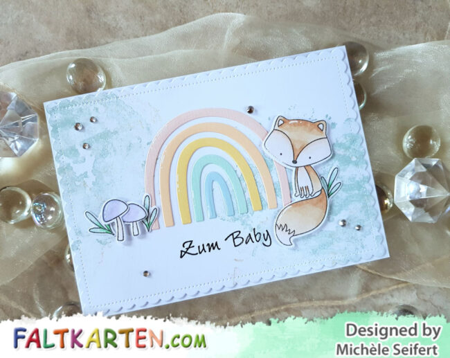 MFT – Lets Curl Up – Baby – Elchi 1 – 1000 MFT - My Favorite Things - Let's Curl Up - Die-Namics - Happy Rainbows - Babykarte - Baby Card