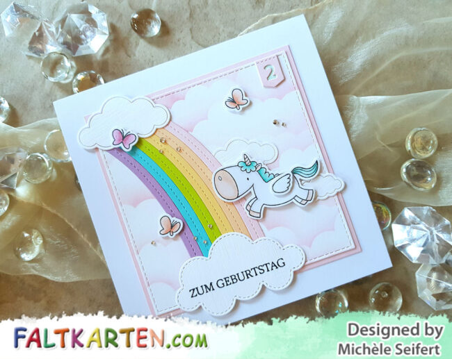 MFT – Magical Unicorns – Rainbow – Wasserzeichen 1 – 1000 MFT - My Favorite Things - Magical Unicorns - Die-Namics - End of the Rainbow - Cute Cloud Outlines - Geburtstagskarte - Birthdaycard