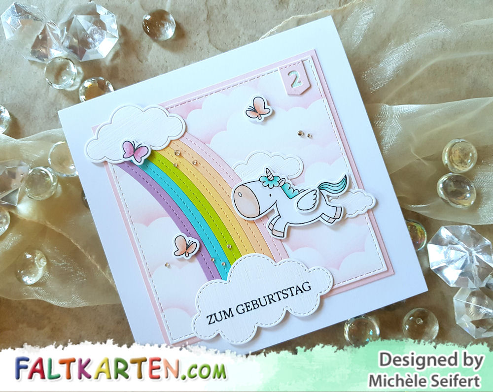 MFT - My Favorite Things - Magical Unicorns - Die-Namics - End of the Rainbow - Cute Cloud Outlines - Geburtstagskarte - Birthdaycard