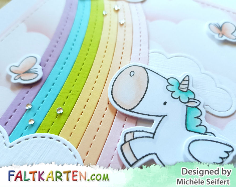 MFT - My Favorite Things - Magical Unicorns - Die-Namics - End of the Rainbow - Cute Cloud Outlines - Geburtstagskarte - Birthdaycard