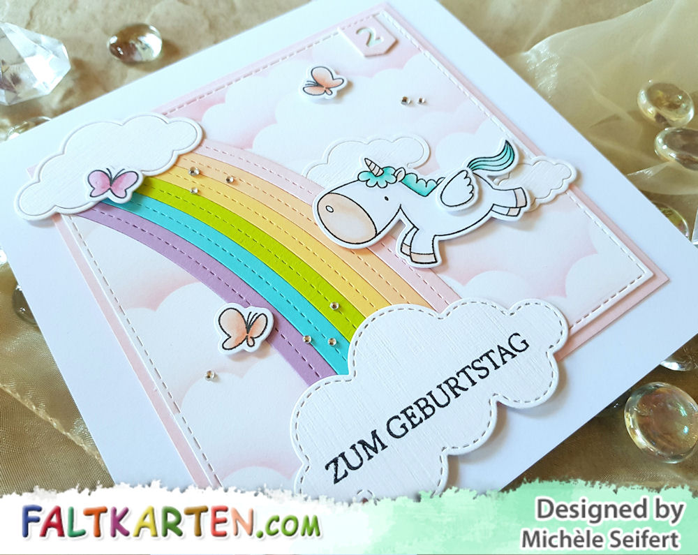 MFT - My Favorite Things - Magical Unicorns - Die-Namics - End of the Rainbow - Cute Cloud Outlines - Geburtstagskarte - Birthdaycard