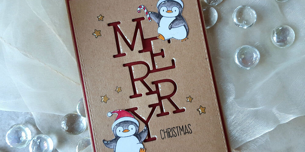 My Favorite Things - MFT - Holiday Penguins - Die-Namics - Stacked Merry - Weihnachtskarte - Christmas Card