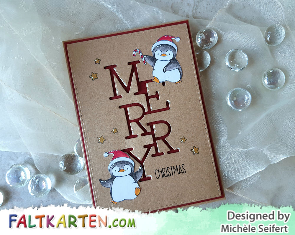 My Favorite Things - MFT - Holiday Penguins - Die-Namics - Stacked Merry - Weihnachtskarte - Christmas Card