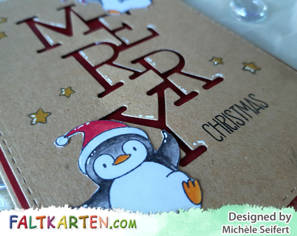 My Favorite Things - MFT - Holiday Penguins - Die-Namics - Stacked Merry - Weihnachtskarte - Christmas Card