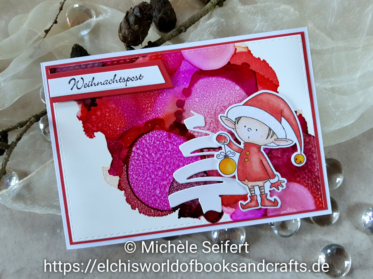 My Favorite Things - MFT - Santa's Elves - Kulricke - Weihnachtsbaum - Alcohol Inks - Copics - Weihnachtskarte - Christmascard