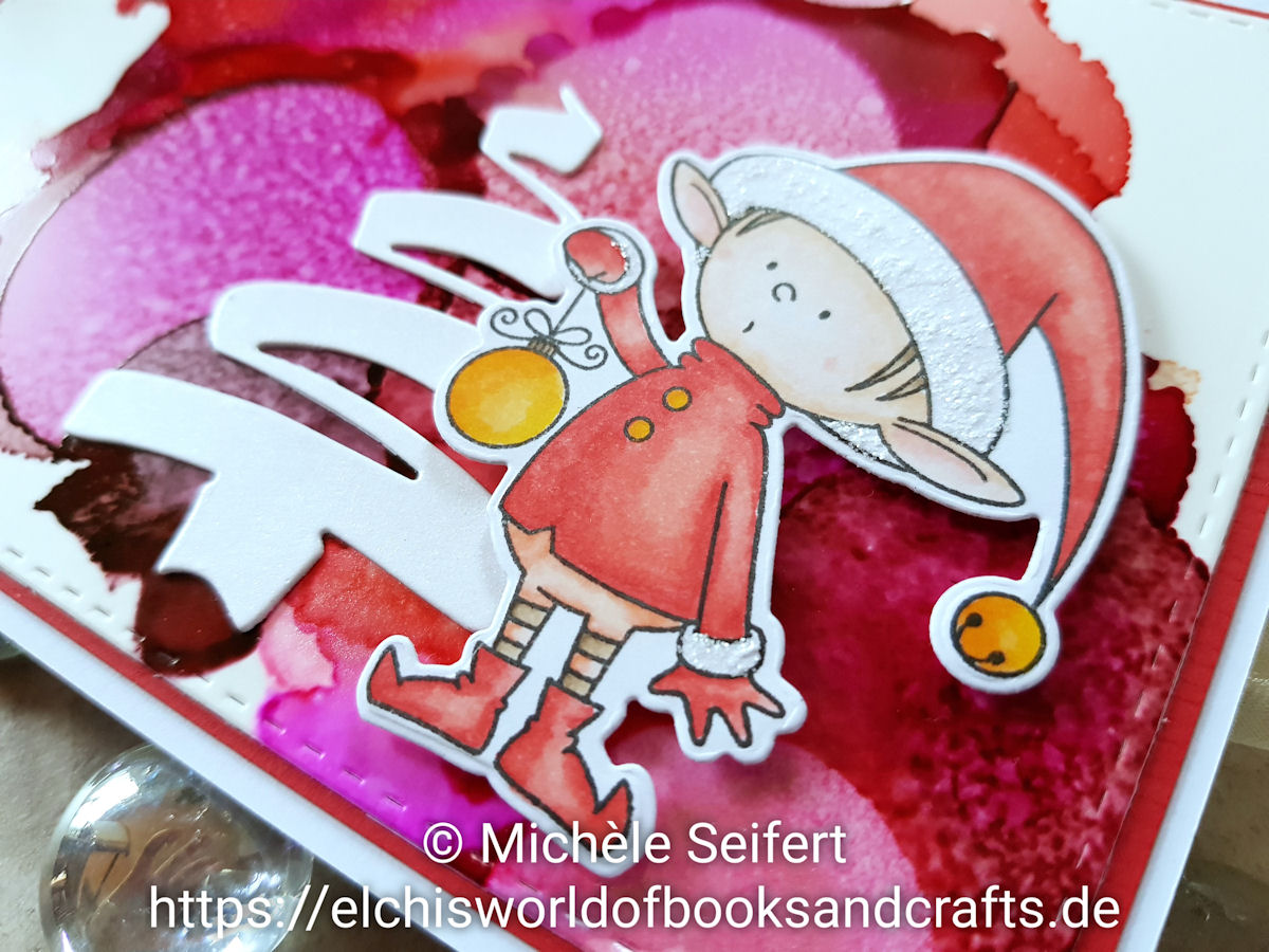 My Favorite Things - MFT - Santa's Elves - Kulricke - Weihnachtsbaum - Alcohol Inks - Copics - Weihnachtskarte - Christmascard